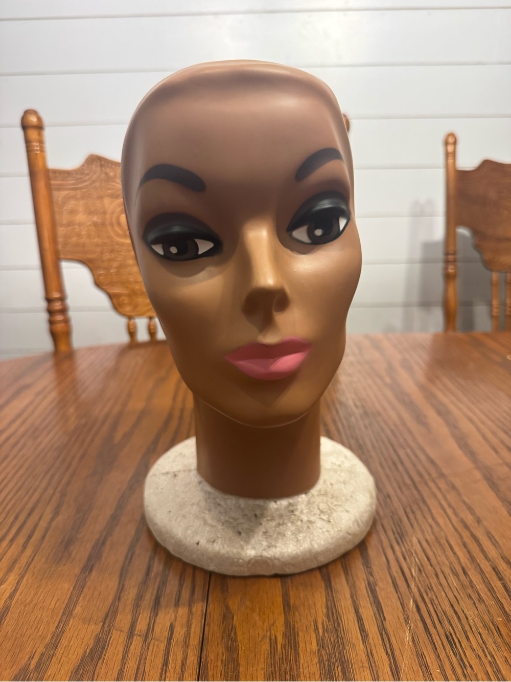 Vintage 1960's Mannequin Styrofoam & Plastic Head Wig Stand Display- BROWN EYES